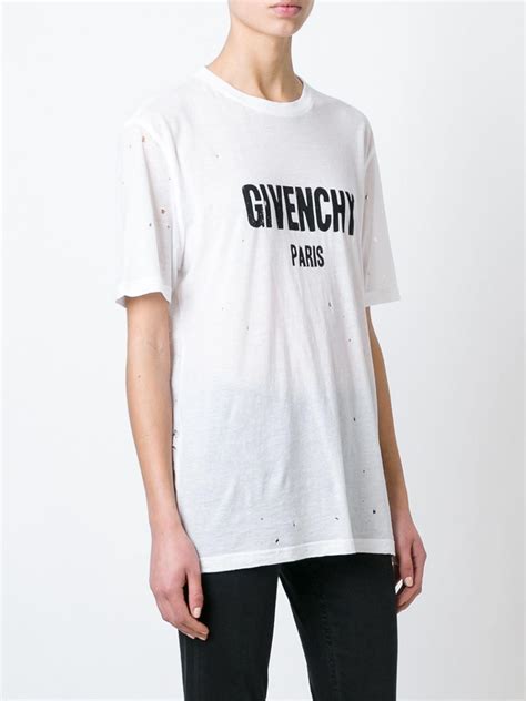 givenchy white shirt star|givenchy distressed t shirt.